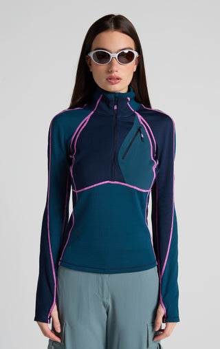 Joytrek Midlayer Grid Fleece Zip Neck