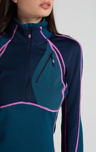 Joytrek Midlayer Grid Fleece Zip Neck
