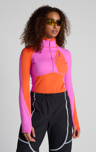 Joytrek Midlayer Grid Fleece Zip Neck