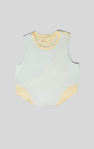 Flat lay image of SENIQ Field Crop Tank Top