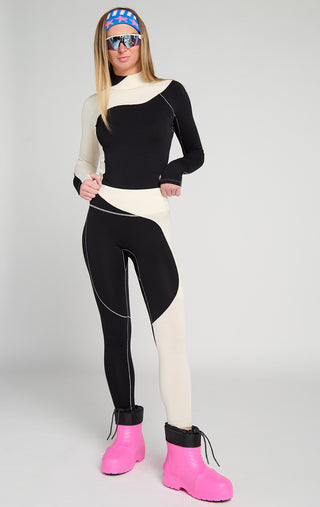 Cabin Fever Baselayer Mock Neck and Legging in After Dark Women's Ski Snowboard Merino Women's Winter Gear