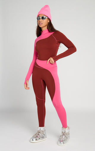 Cabin Fever Baselayer Legging and Mock Neck in Frose Women's Ski Snowboard Merino Women's Winter Gear