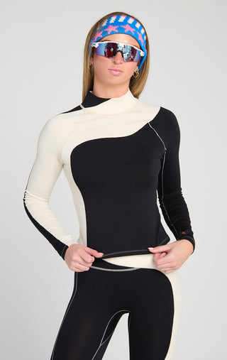 Cabin Fever Baselayer Mock Neck in After Dark Women's Ski Snowboard Merino Women's Winter Gear