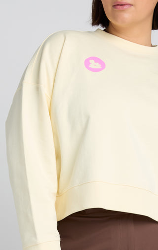 Woman wearing French Terry Detour Sweatshirt for SENIQ Outdoor Clothing brand