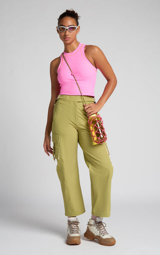 Woman wearing Oasis Tank Euphoria colorway
