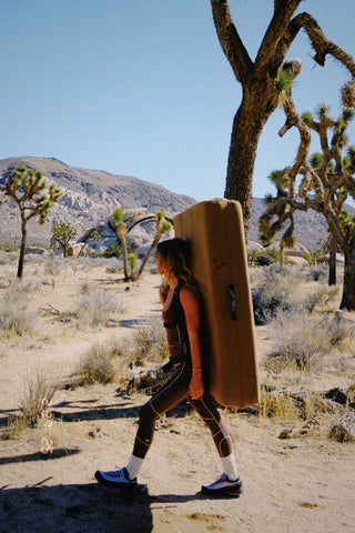 Woman in Joshua Tree, California wearing outdoor brand SENIQ